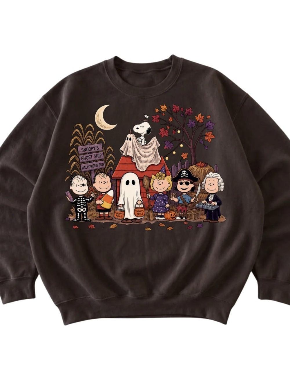 Brown Peanuts Halloween Graphic Crewneck